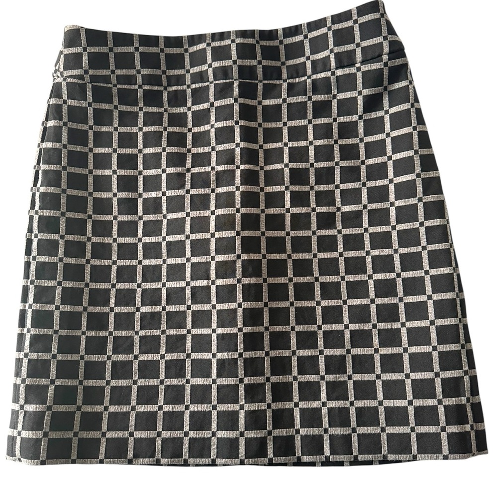 LOFT Black and Gray A-Line Knee-Length Skirt